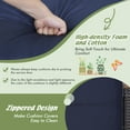thumbnail image 4 of Costway Set of 2 Patio Rattan Ottoman Footrest Cushions Wooden Handle Navy, 4 of 9