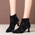 thumbnail image 4 of NECHOLOGY Botas Mujer Adulto Femenino Zapatos Botines para mujer Botas de invierno de tacón sexy de cuero de diseñador de Italia para mujer Tacón grueso (Black, 6.50), 4 of 7