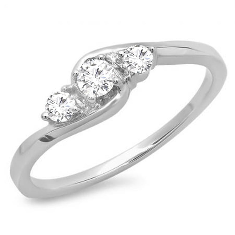 0.25 Carat 10K Gold Round Diamond Ladies Bridal Engagement Ring Set 1/4 CT ctw 