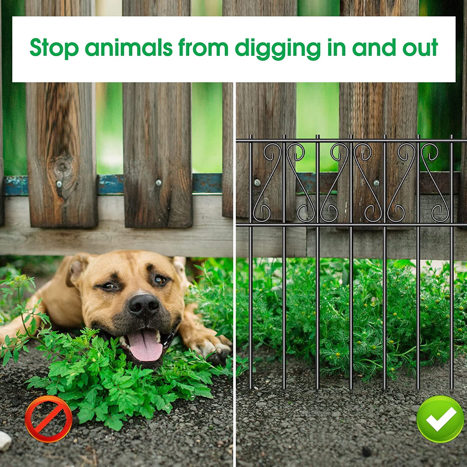 Oumilen 10 pack Animal Barrier Fence, 16.7inch(H) X 10.8 ft (L) Barrier Bottom Fence, Rustproof Metal