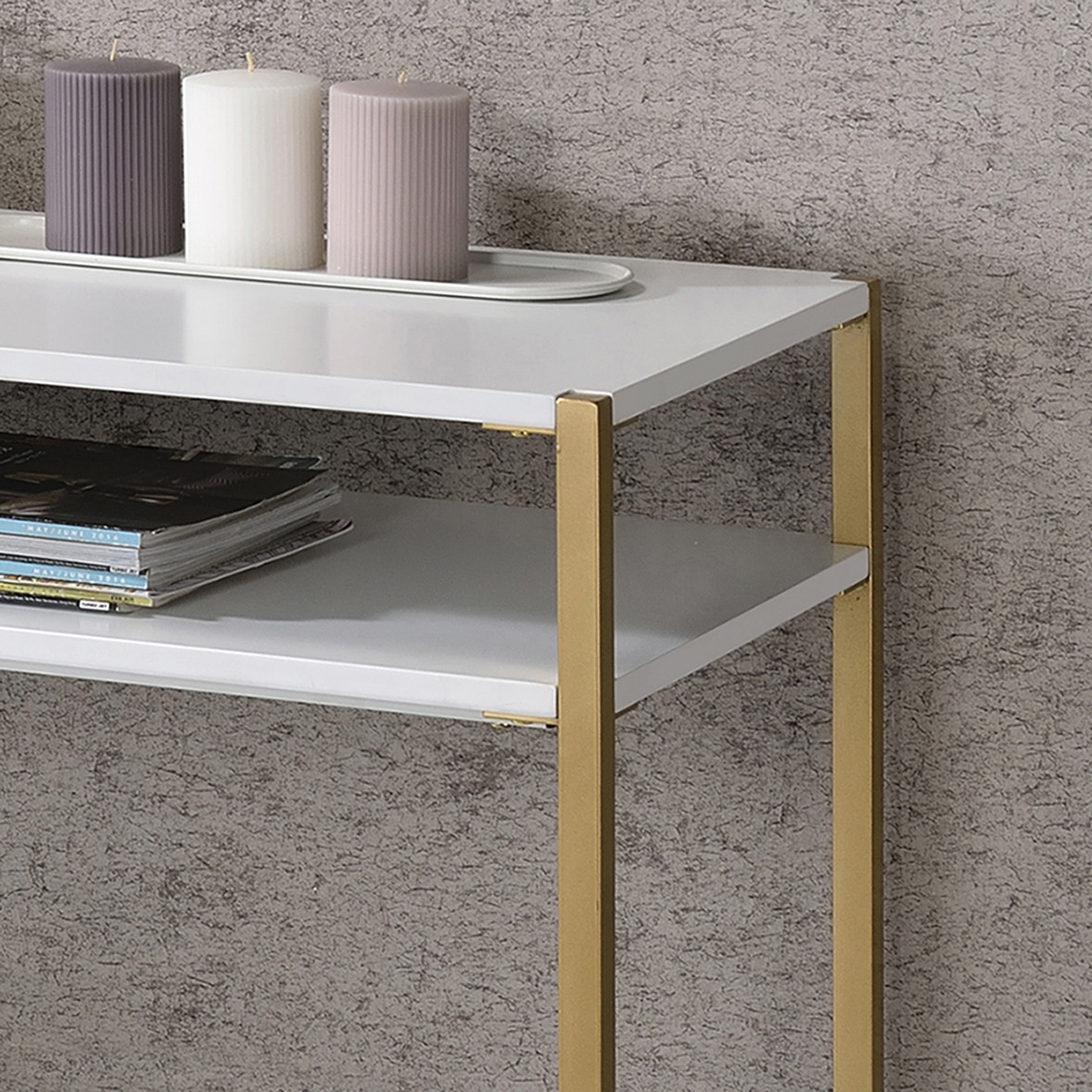 Furniture of America Harper 3-Shelf Console Table, White