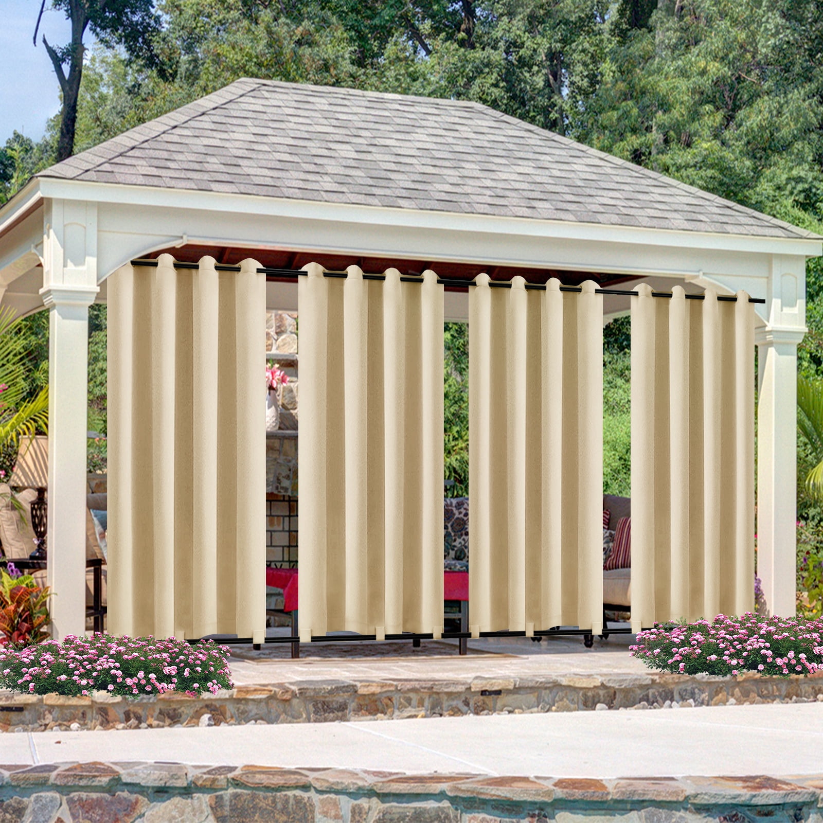 DONGPAI Outdoor Curtains Waterproof Blackout 52x84inch Windproof