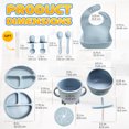 thumbnail image 2 of HippoBaby 10 Piece Silicone Baby Feeding Set with Bib, Cup, Divided Plate, Bowl, and Self-Feeding Spoons (Sky), 2 of 9