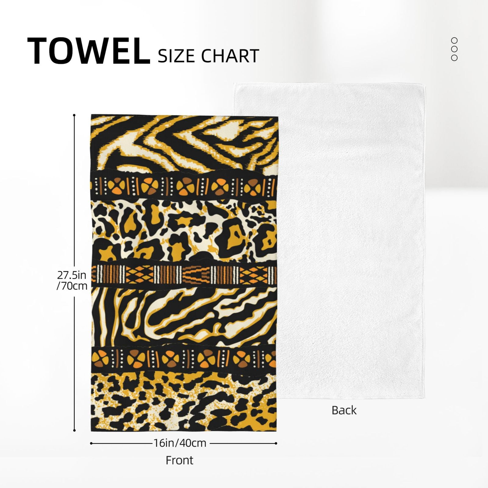 Golden Wild Animal Skins With African Tribal Motifs 27.5" x 16" Ultra Soft Hand Towel, Face Wash Cloth for Bathroom, Gym, Travel, Pool
