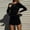Black, variant on Women's Bodycon Ruched Mini Dress Long Sleeve Drawstring Stretchy Casual Ribbed Party Club Dresses White