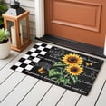 thumbnail image 4 of 2x3 Ft Entryway Area Rug, Sunflower Kitchen Rug Runner Washable Floor Mat, Summer Botanical Floral Vintage Black Plaid Non Slip Indoor Door Mat Throw Carpet for Bathroom Living Room Bedroom, 4 of 8