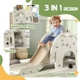 thumbnail image 4 of Kids Slides Qaba 3 in 1 Toddler Slide for Years 1-3, Kids Slide with Climber, Basketball Hoop, Elephant-Shaped Indoor Slide, Cream White,Outdoor Kids Slides, 4 of 8