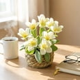 thumbnail image 2 of Artificial Potted Flowers with Woven Basket, Fake Floral Decor for Home, Patio & Tabletop, 2 of 9