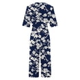 thumbnail image 4 of Edvintorg Wide Leg Jumpsuits for Women Summer 2025 Vintage Floral Print Short Sleeve V Neck Back Zipper Casual Loose Jumpsuits with Pocket, 4 of 5