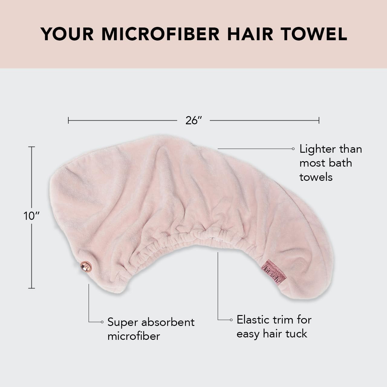 Kitsch Microfiber Hair Towel Wrap for Women, Pink, 1 Count