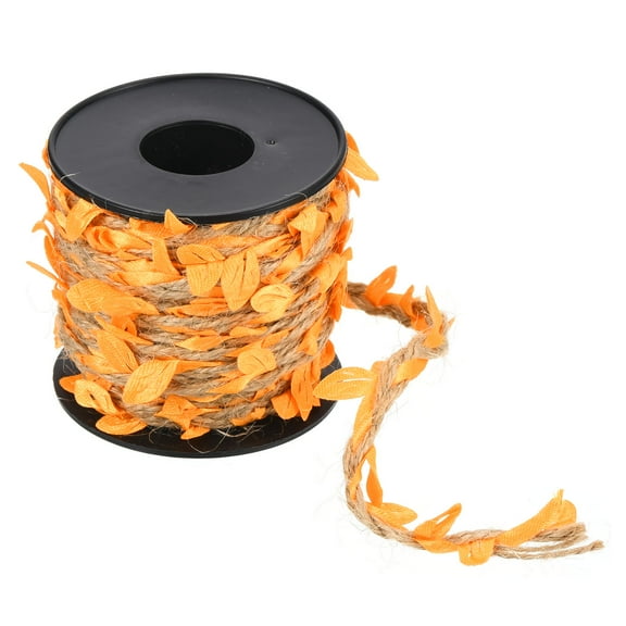 Uxcell 33ft 5mm Burlap Leaf Ribbon Artificial Vine Natural Jute Rope Twine, Orange