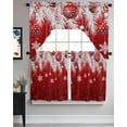 thumbnail image 3 of Red Christmas Swag Valance and Tier Curtains 36'' Length Set, Xmas Balls Snowflake Silver Pine Needles Light Filtering Kitchen Curtains, Tier Curtain Valances for Bathroom/Living Room/Bedroom/Café, 3 of 6