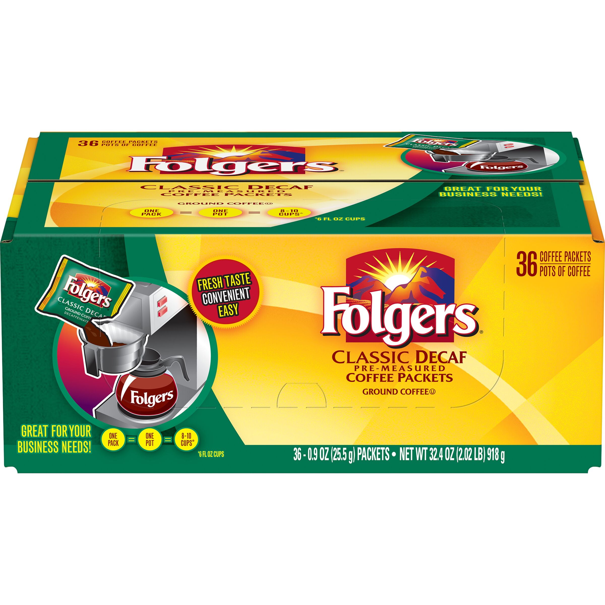 Folgers Classic Decaf Coffee, 0.9Ounce, 36Count