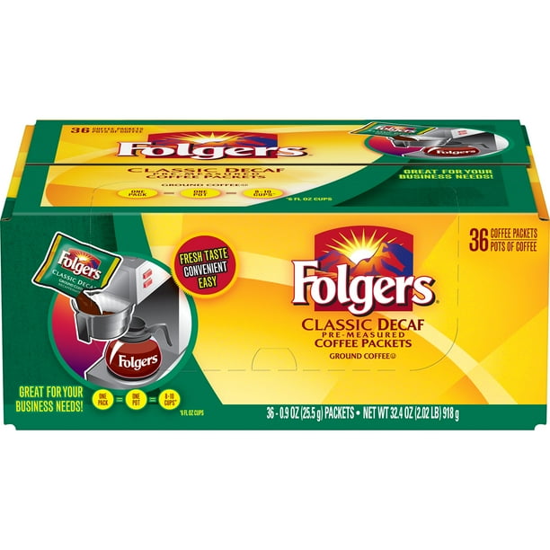 Folgers Classic Decaf Coffee, 0.9Ounce, 36Count