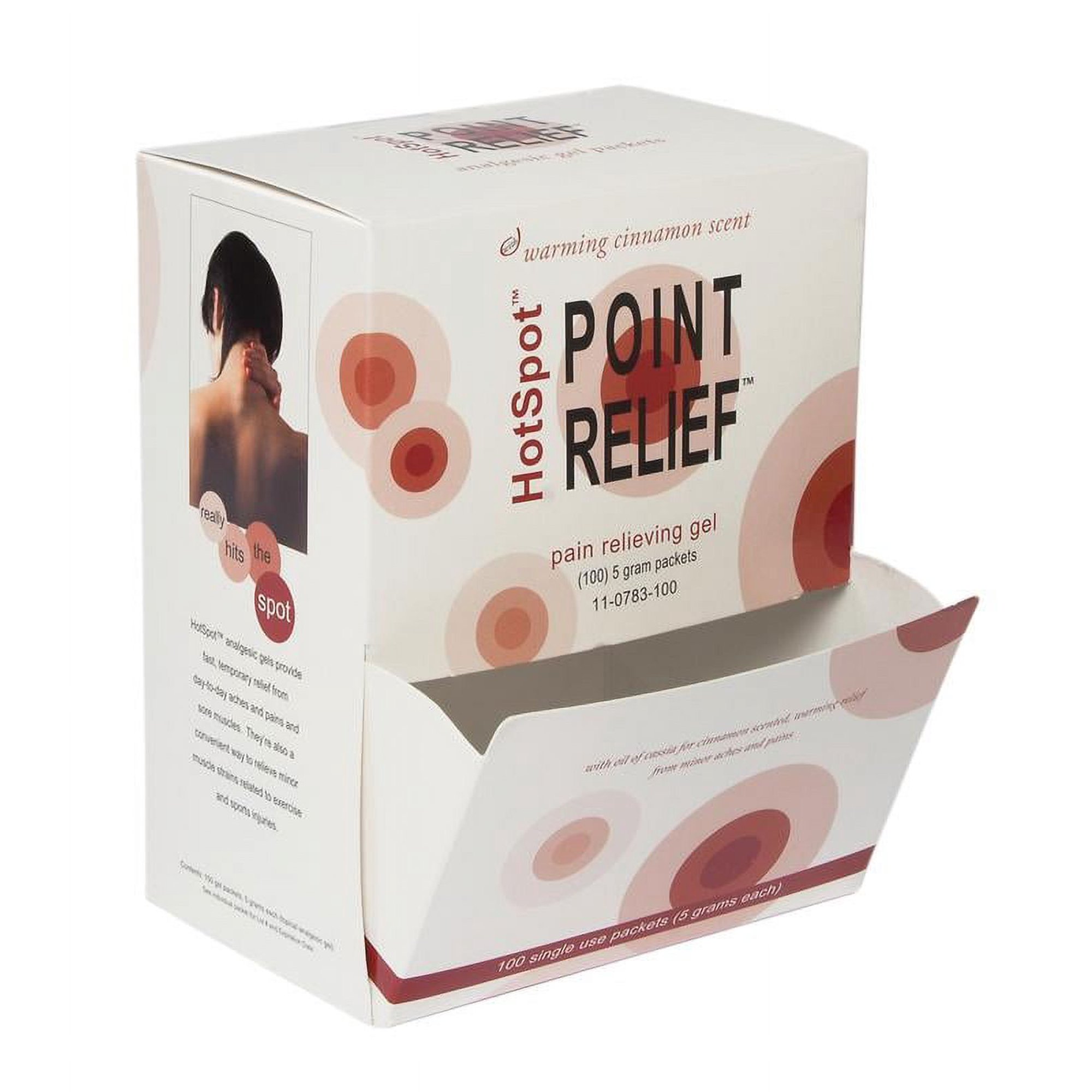 Point Relief HotSpot gel, 5 gram packet, 1 dispenser w/100 each