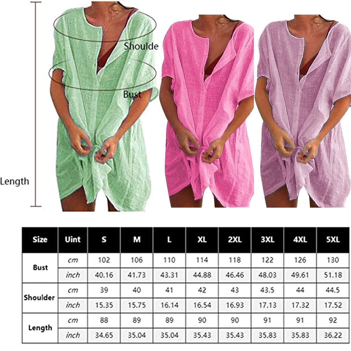 Women's Beach Bikini Cover Up Shirt Summer Swimsuit Beach Cover Up Shirt S-4XL Sun Protection