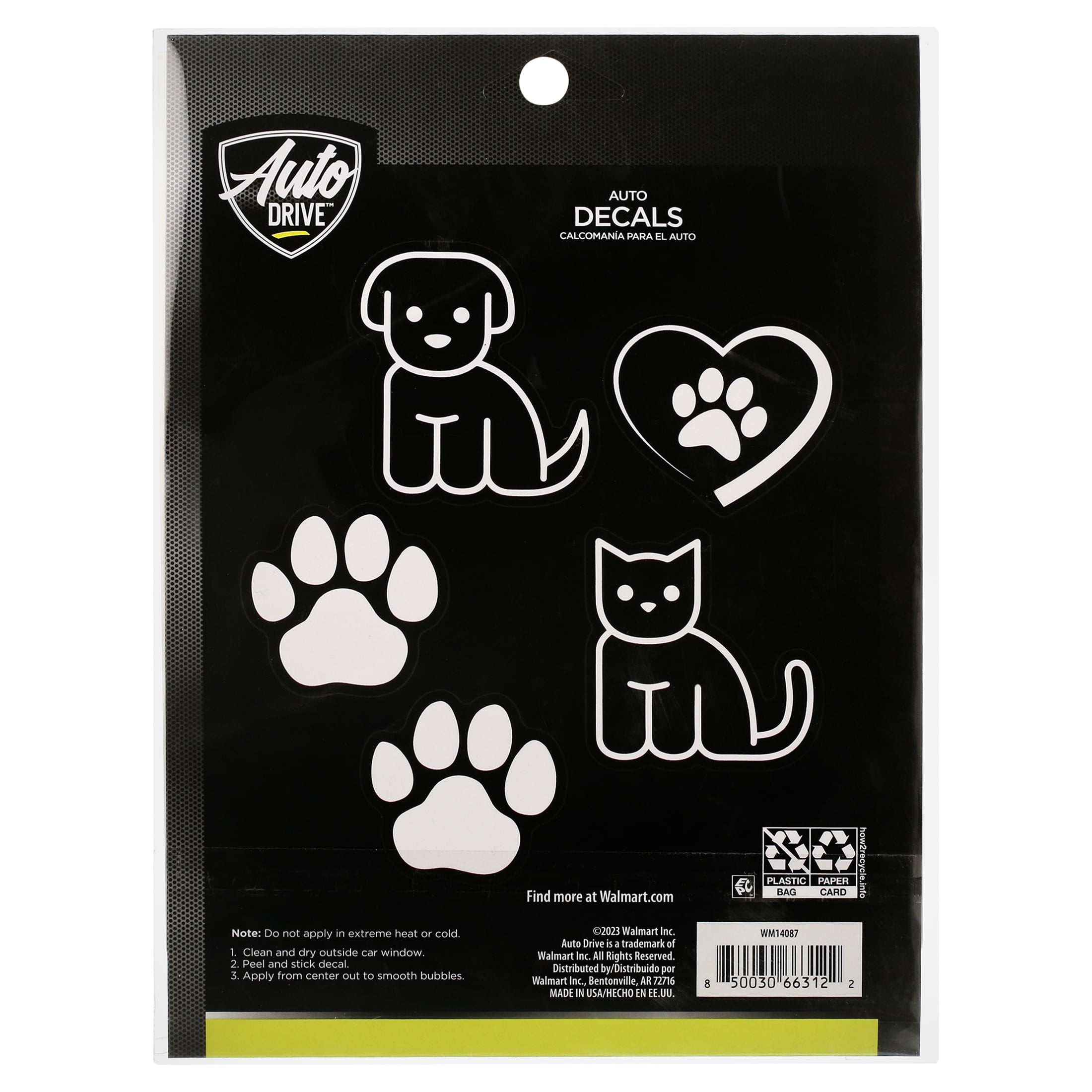 Auto Drive Pet Vinyl Car Decals Black White