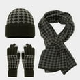 thumbnail image 4 of Yuanlong Hats Women Men Knitted Plaid Beanie Cap Touchscreen Gloves And Long Scarf Winter Activists Convenient 3Pc Sets, 4 of 4