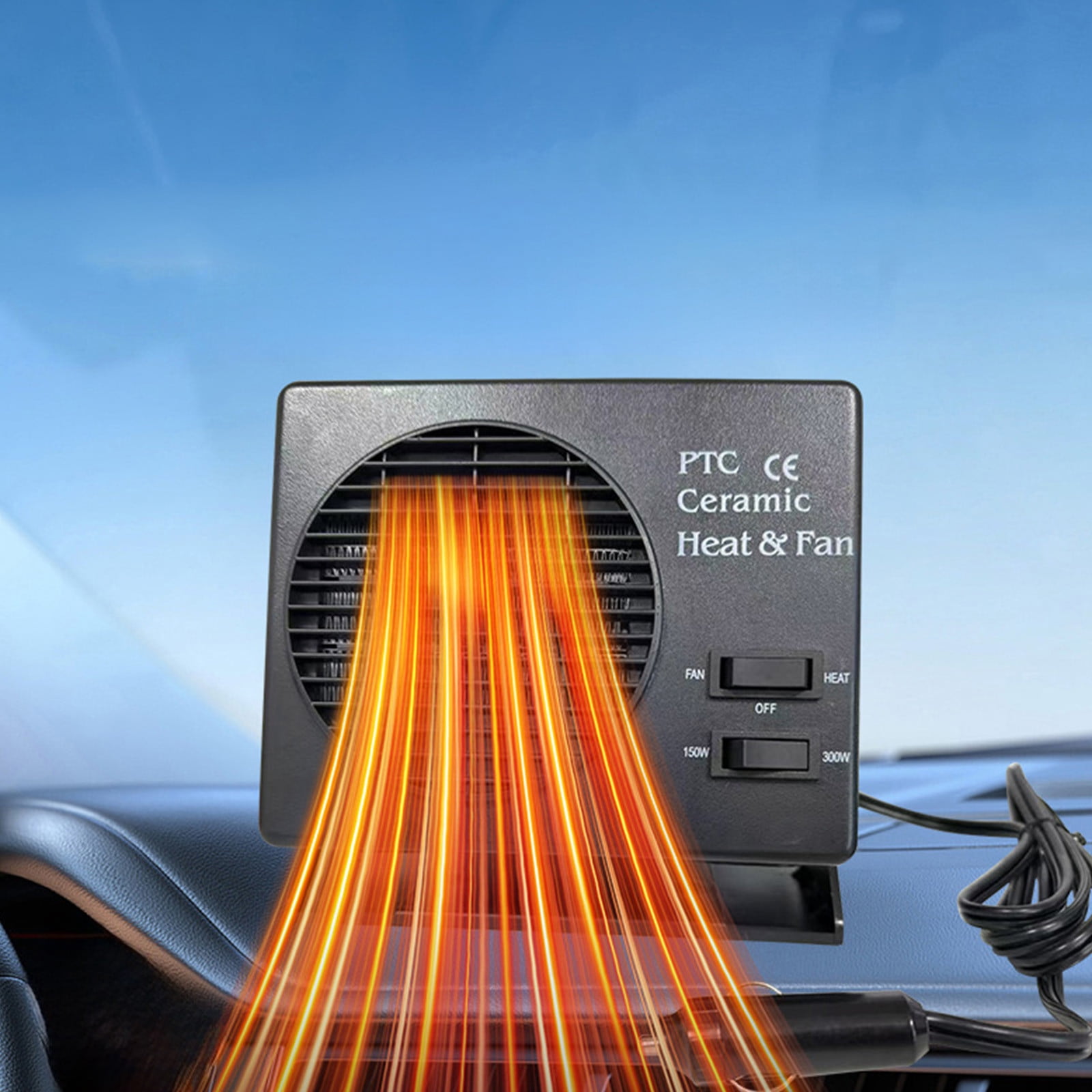12V Car Heater, 150W-300W Ceramic Heating Fan, Powerful Defroster, Compact Design, For Vehicle Interior Warming