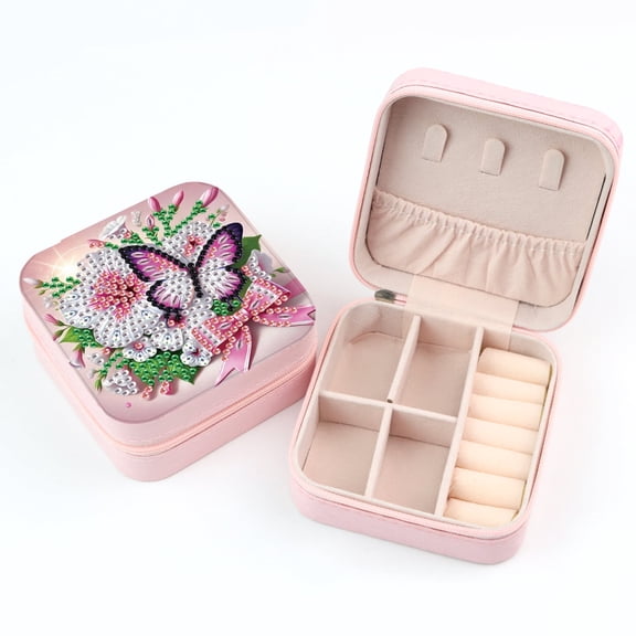 5D DIY Diamond Painting Jewelry Box Kit Floral Butterfly Diamond Art Storage Box Kit For Home Crafts, Decor, or Creative Gifts