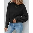 thumbnail image 2 of YOGAFOX Women Casual Oversized Cable Knit Long Sleeve Pullover Sweater Black XL, 2 of 5