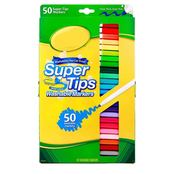 Washable Markers Set Safe Thin Rod Long Lasting Colored Drawing Art Markers Kit for Kids Kindergarten 50 Colors