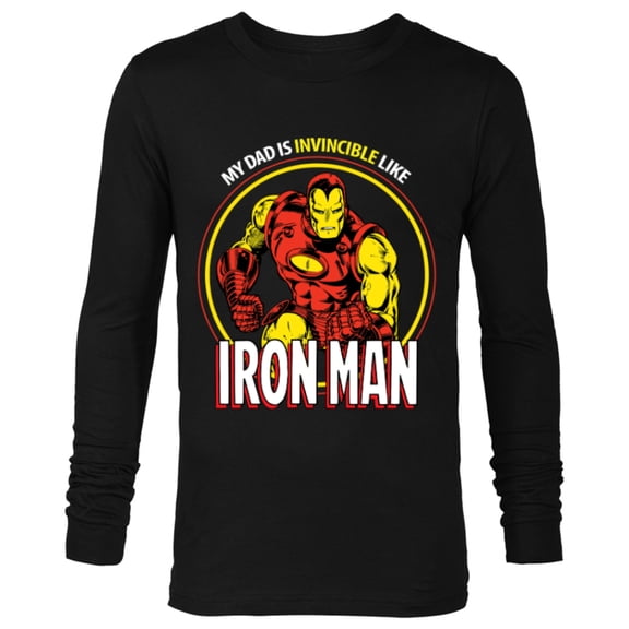 Marvel Dad Is Invincible Like Iron Man Father's Day - Long Sleeve T-Shirt for Men - Customized-Black