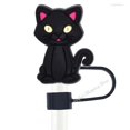 thumbnail image 4 of pieza de tapa con pajita de gato negro con dibujos animados, compatible con tazas de 30 y 40 oz, tapa de pajita reutilizable a prueba de polvo de 10 mm, 4 of 6
