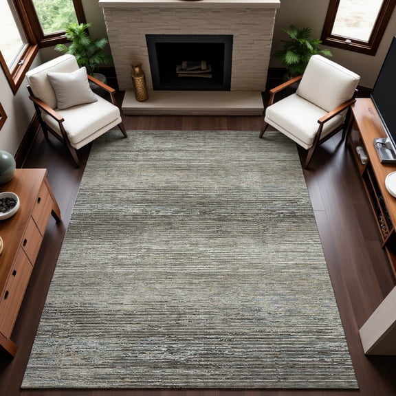 Addison Rugs Mayfield Premium Machine Washable Transitional Stripes Taupe Rectangle Rug, 10' x 14'