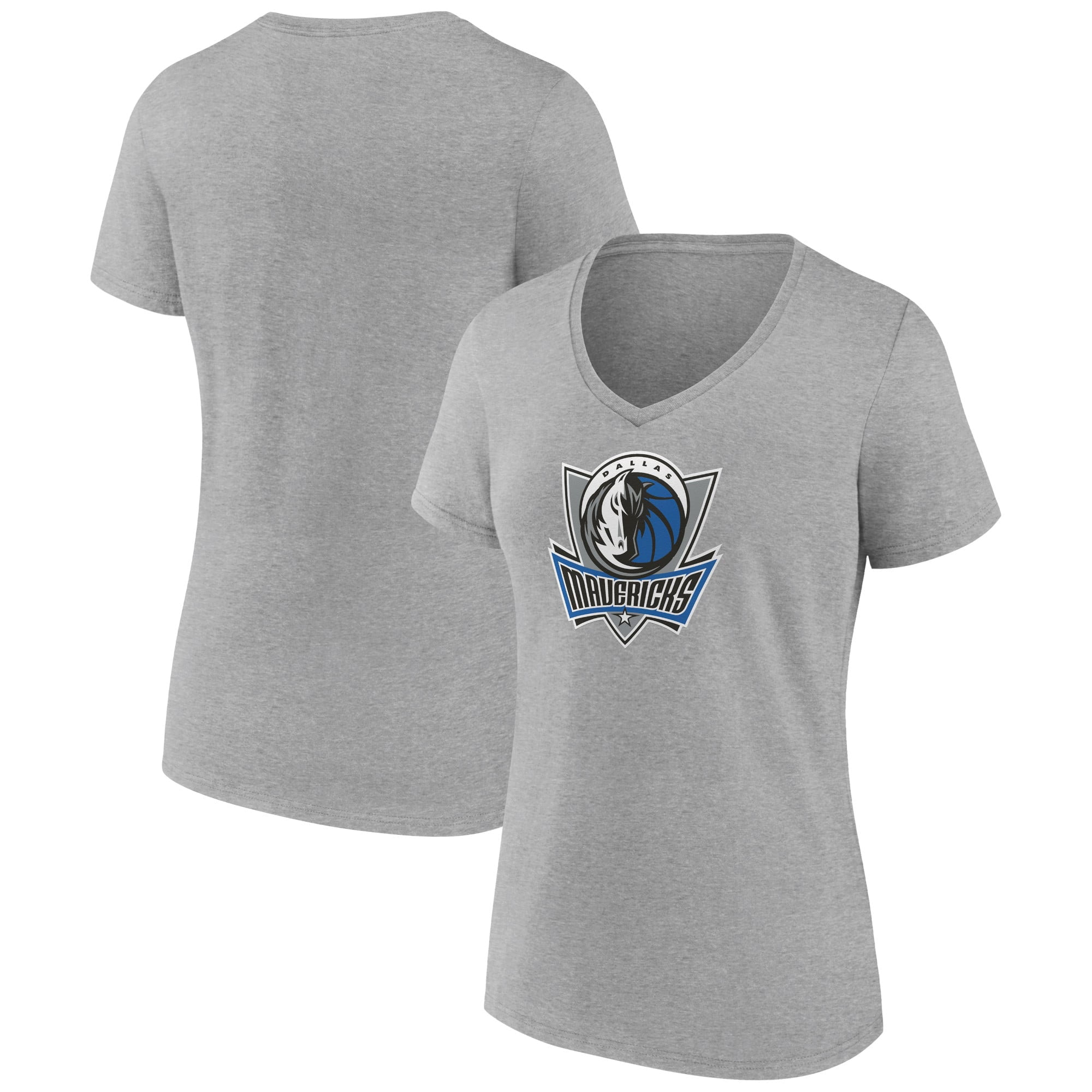 Women's Heather Gray Dallas Mavericks Alternate Logo V-Neck T-Shirt