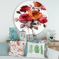 thumbnail image 2 of Designart 'Vintage Red and Orange Roses' Traditional Circle Metal Wall Art 29x29 - Disc of 29, 2 of 5