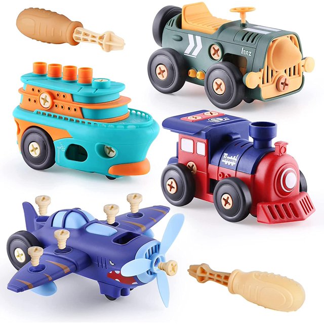 Juego de vehículos de juguete para desmontar, juego de ensamblaje para niños con destornillador, automóvil electrónico antiguo, barco, avión, tren, vástago preescolar, regalo d