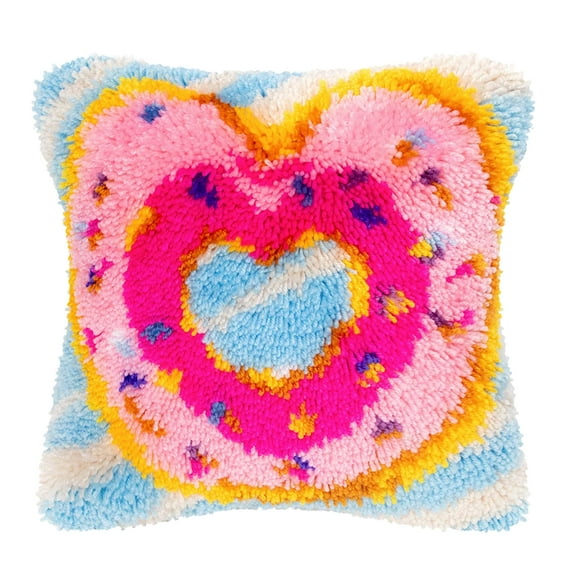 Latch Hook Pillow Kits for Adults pillow,latch hook pillow kits,Donut Embroidery Creative Craft Home Decor Ideal for Learning Pillow Making 43×43cm/17*17in