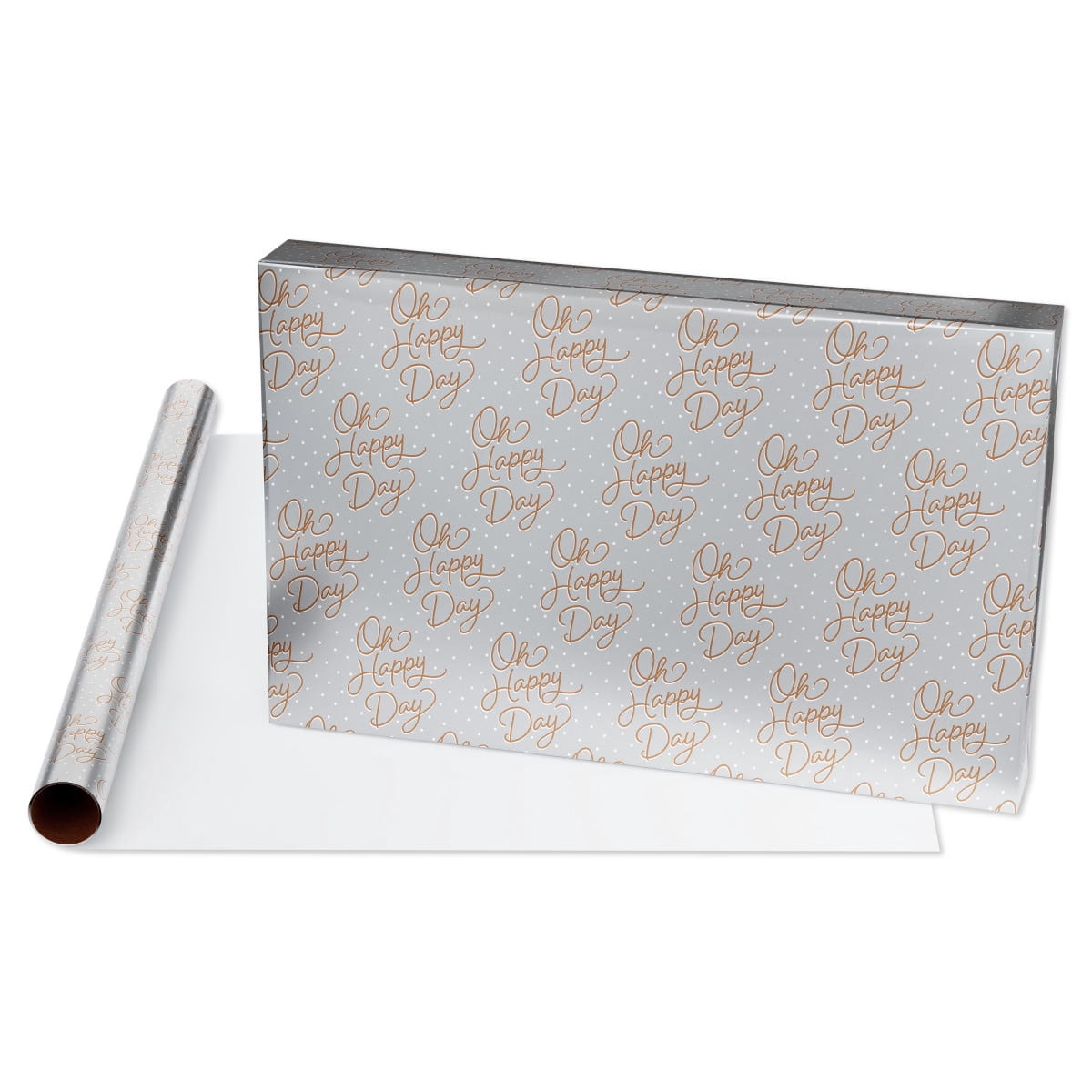 American Greetings 30 in. Wedding or Engagement Foil Wrapping Paper, Silver (1-Roll, 15 Sq. ft.)