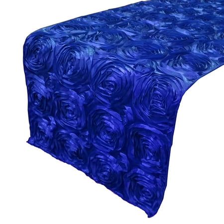 

Satin Rosette Table Runner Raised Roses Royal Blue