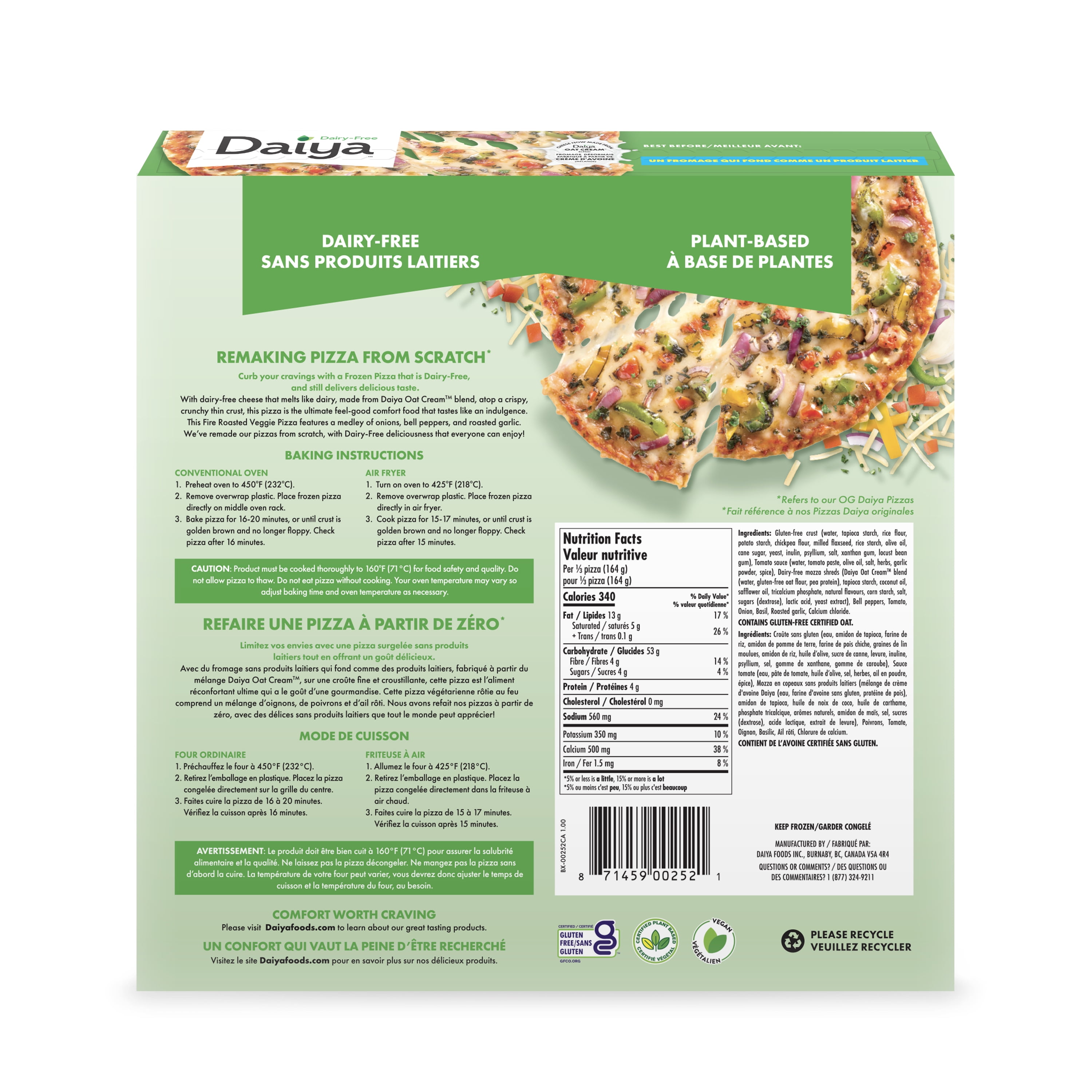 Daiya Dairy Free Gluten Free Fire-Roasted Vegetable Pizza, Vegan (Frozen), 492g