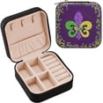 thumbnail image 2 of GZHJMY PU Leather Jewelry Box, Mardi Gras Retro Travel Jewelry Case Portable Jewelry Organizer Storage Holder Boxes for Women Girls for Necklace Bracelet Earrings Rings, 2 of 7