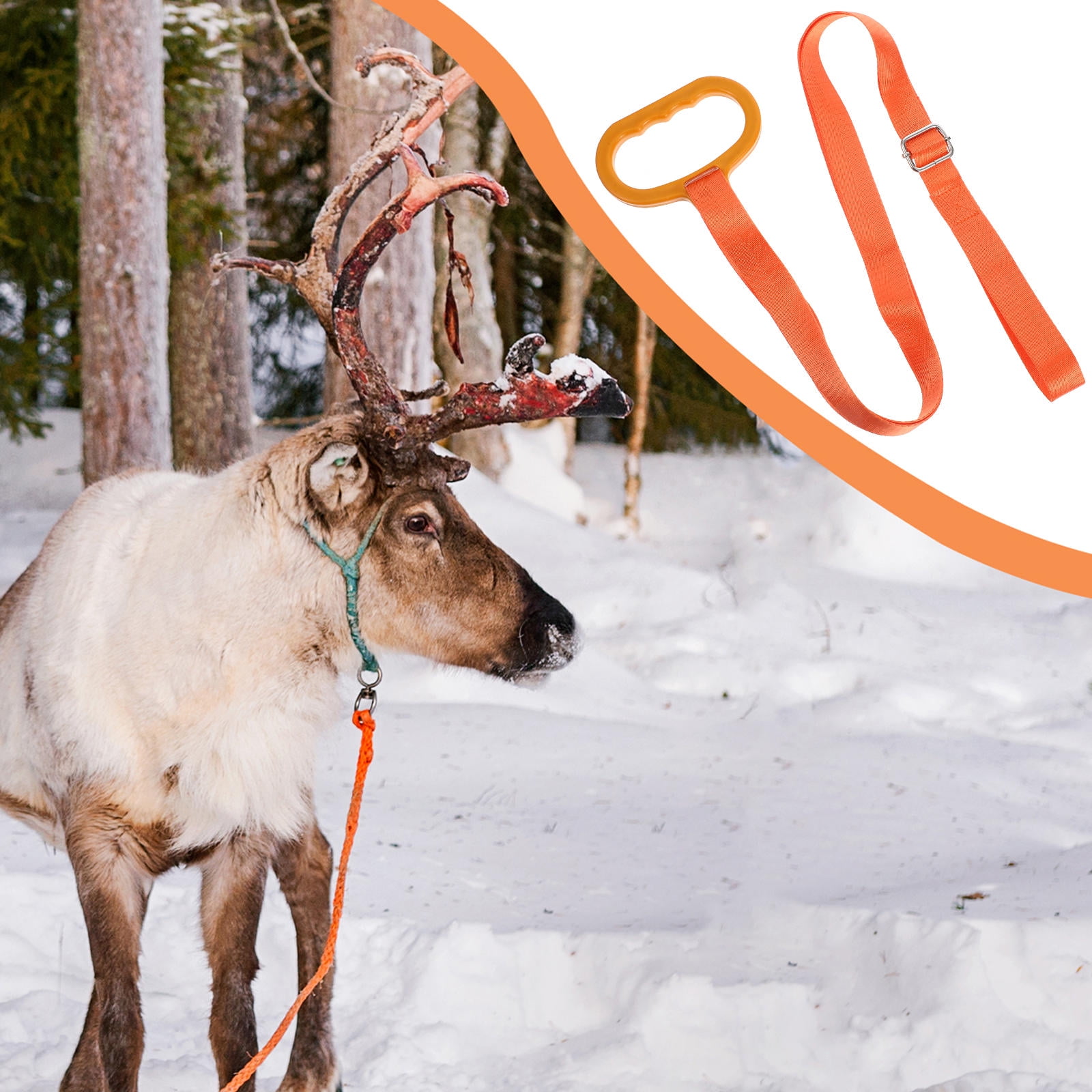 WEUVEB Adjustable Nylon Deer Dragging Rope Orange Sturdy Hunting Supply with Non Slip Feature