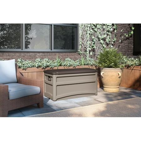 Suncast 73-Gal. Weather-Resistant Resin Outdoor Patio Storage Box, Light Taupe