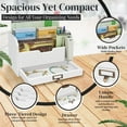 thumbnail image 3 of Wood Desk Organizer - Wooden Mail Organizer with Drawer for Mail, Bills, Accessories & Pen - 3 Tier Wood Bill Organizer for Desk, Tabletop, Countertop, and Office Workspace (Beige Wood), 3 of 7