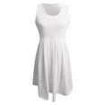 thumbnail image 3 of B91xZ Robes Décontractées pour Femmes Sans Manches Col Rond à Volants Ligne A Fluide Invité de Mariage Maxi Robes, Blanc L, 3 of 5