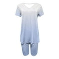 thumbnail image 4 of Kaemgyyd Workou 2 Piece Outfits for Women Summer Oversized V Neck T Shirt Leggings Hot Shot Lounge Sets Tracksuit, 4 of 4