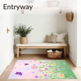 thumbnail image 3 of ODIKA 3'x5' Machine Washable Non-Slip Area Rug, Dreamscape Meadow with Floating Insect and Wildflower High Traffic Rug, Pink, 707531, 3 of 7