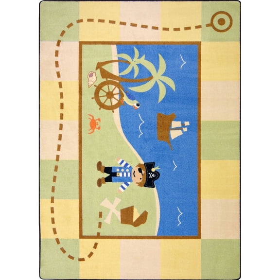 Joy Carpets Kid Essentials Lil' Pirate 7'8" x 10'9" Area Rug in Color Multi