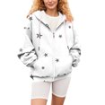 thumbnail image 6 of Bovemsi Sweatshirt for Women Autumn And Winter Zipper Loose Star Pattern Zip Up Hoodie, 6 of 7