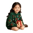 thumbnail image 5 of CONFREE Christmas Girls Long Sleeve Sweaters Crew Neck Xmas Tree Embroidery Warm Warm Fall Winter Knit Sweater for Kids, 5 of 6
