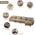 thumbnail image 5 of TUANLUO 166" L-Shaped Sectional Couches and Sofas, Oversized 4-Seat Sectional Couch for Living Room, Velvet Modular Sectional Sofa with Reversible Ottoman, Camel, 5 of 9