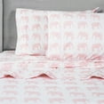 thumbnail image 4 of Melange Home Printed Design Cotton Collection 400 Thread Count Pink Elephants Embroidered Bed Sheet Set California King, 4 of 4