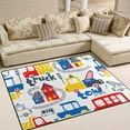 thumbnail image 2 of Dreamtimes Lightweight Soft Area Rugs, 80 x 58 inch（6'8" x 4'10"） Vehicles Cartoon Set Floor Mat for Kids Playing Room Hardwood Floor Living Room Nursery Rugs, 2 of 6
