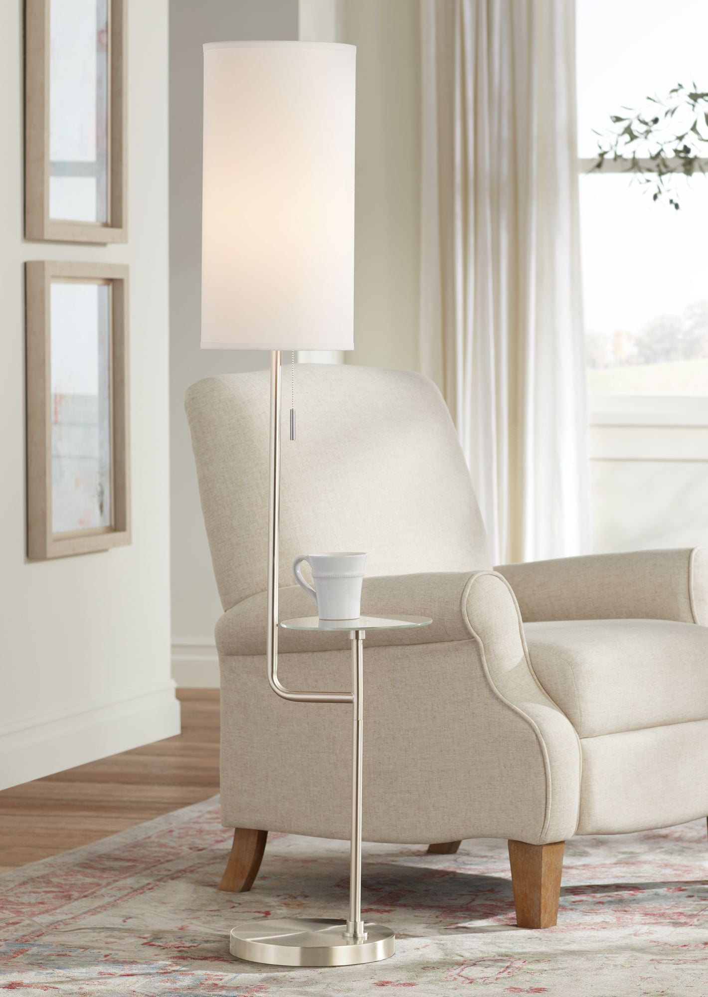 Possini Euro Design Modern Tall Floor, Possini Euro Design Brushed Nickel Rectangle Table Lamp